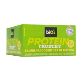 Barra Protein Crunchy Sabor Baunilha C/ Cobert. De Matchá Display 9X50g Bio2