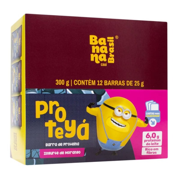 Barra Proteyá Kids Iogurte De Morango Display 12X25g Banana Brasil