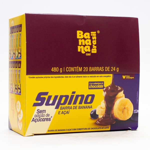 Barra Supino Banana E Açaí Zero Açúcar Display 20X24g Banana Brasil