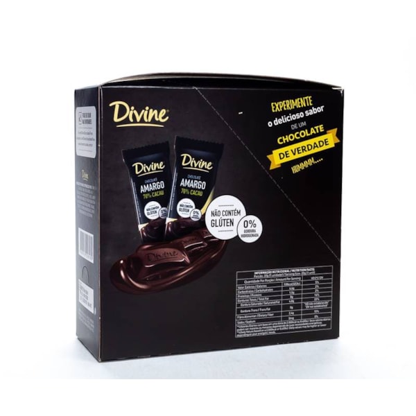 Barrinha de Chocolate Amargo 70% Cacau Display 12x20g – Divine