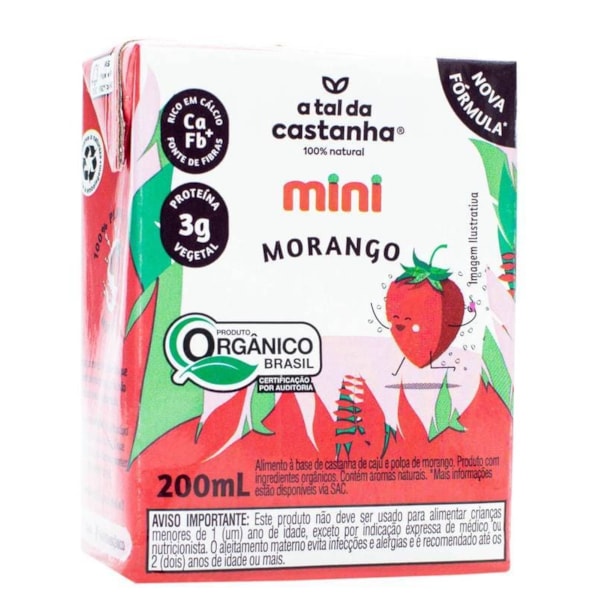 Bebida de Castanha de Caju Sabor Morango Mini 200ml A Tal Da Castanha