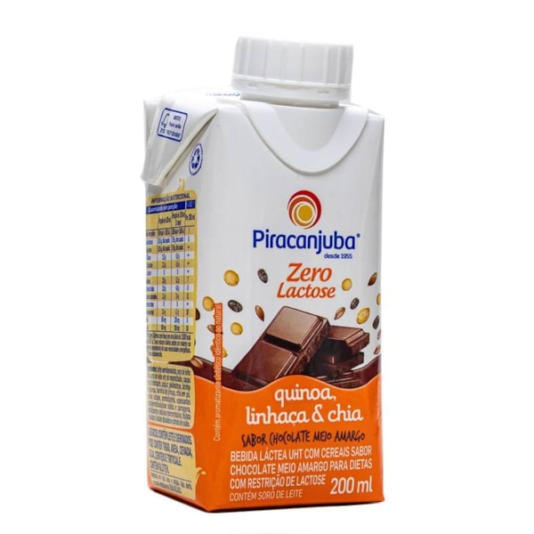 Bebida Láctea com Cereais Sabor Chocolate Meio Amargo 200ml - Piracanjuba