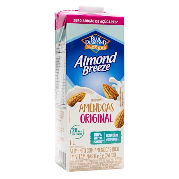 Bebida Vegetal de Amêndoas Original Zero Adição de Açúcares 1L Almond Breeze