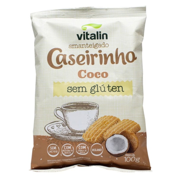 Biscoito Caseirinho Amanteigado Sabor Coco 100g Vitalin