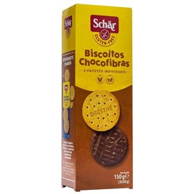 Biscoito com fibras coberto c/ chocolate sem glúten Chocofibras 150g Schär