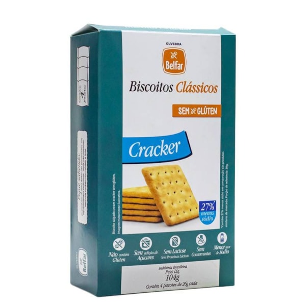 Biscoito Cracker Belfar Sem Glúten 104g Olvebra