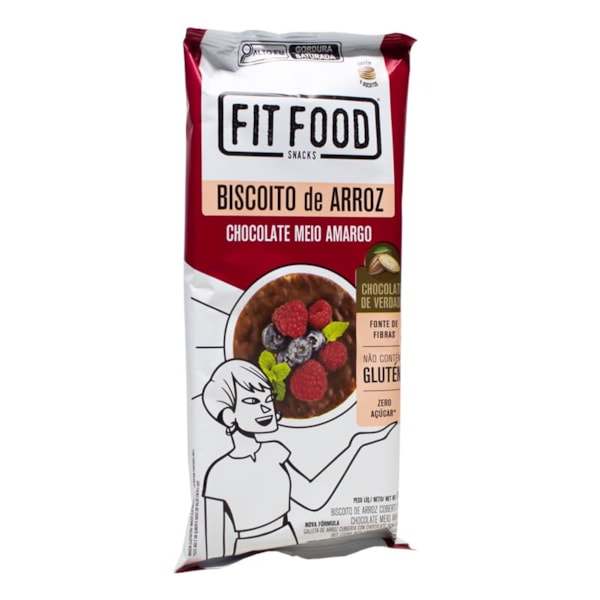 Biscoito De Arroz C/ Chocolate Meio Amargo S/ Glúten E Açúcar 60g Fit Food