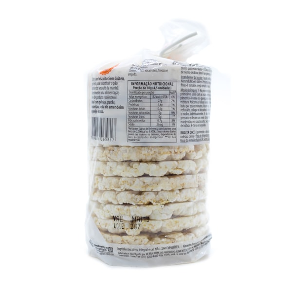 Biscoito De Arroz Natural Life Biscoito de Arroz Grande s/ Glúten 80g - Natural Life