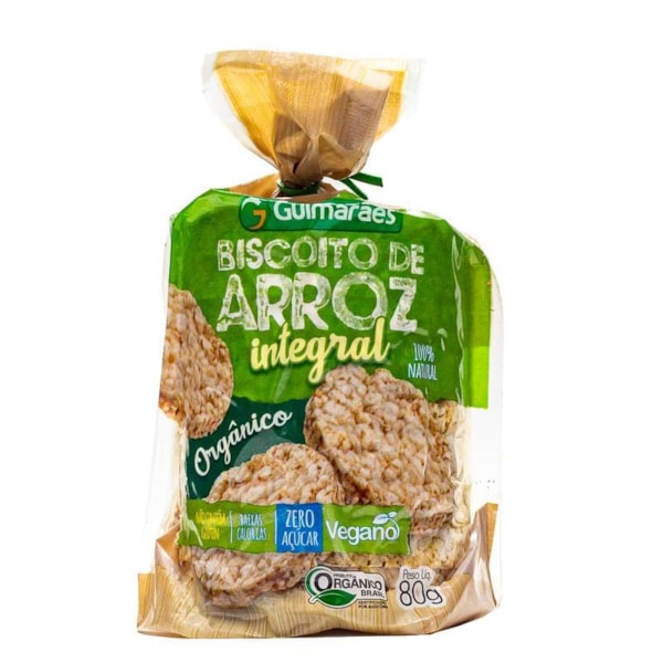 Biscoito de Arroz Integral Orgânico Vegano 80g Guimarães