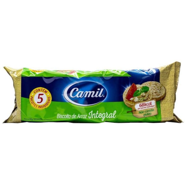 Biscoito de Arroz Integral Unidose PACK 90g - Camil