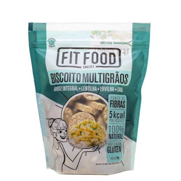 Biscoito De Arroz Lentilha + Ervilha + Chia 90g Fit Food