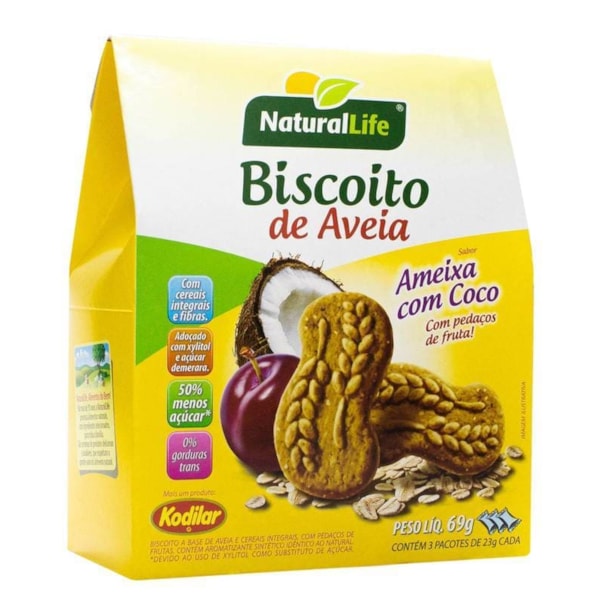 Biscoito de Aveia Sabor Ameixa c/ Coco 69g Natural Life
