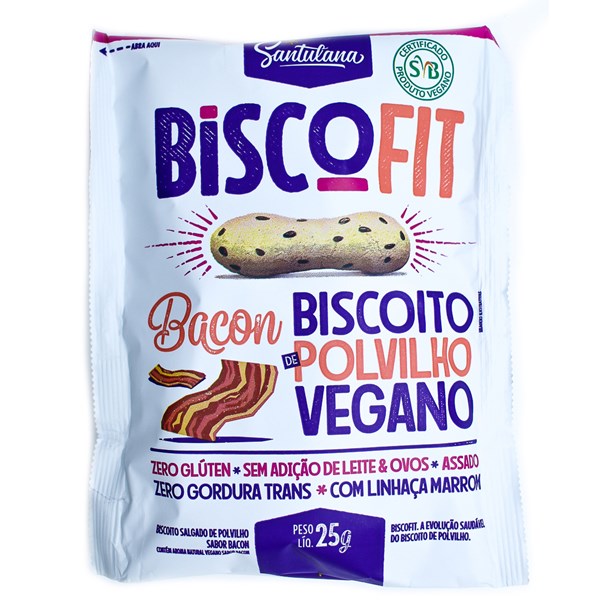 Biscoito de Polvilho BISCOFIT Vegano sabor Bacon 25g - Santulana