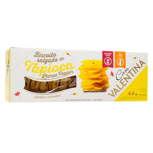 Biscoito De Tapioca Com Lemon Pepper S/ Glúten 44g Casa Valentina