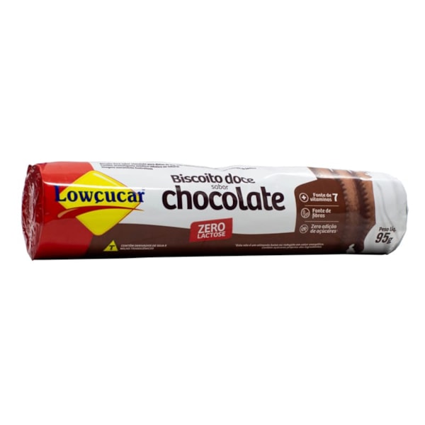 Biscoito Doce Sabor Chocolate S/ Açucar S/ Lactose 95g Lowçucar