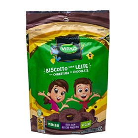Biscoito Integral De Leite Com Cobertura De Chocolate Kids 80g Vitao