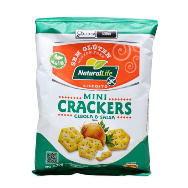 Biscoito Mini Cracker Sabor Cebola E Salsa Vegano S/Glúten 70g Natural Life