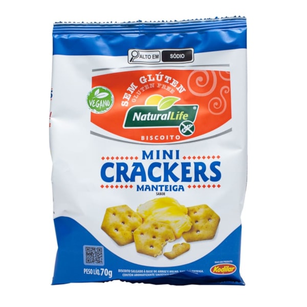 Biscoito Mini Cracker Sabor Manteiga Vegano S/Glúten 70g Natural Life