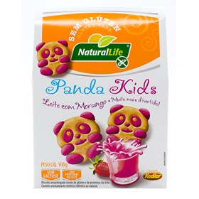 Biscoito Panda Kids s/ Gluten s/ Lactose sabor Leite com Morango 100g - Natural Life