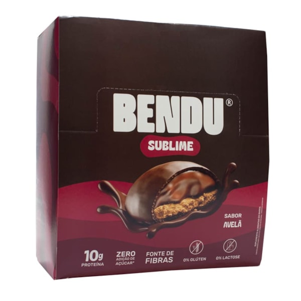 Biscoito Proteico De Amendoim Sublime Sabor Avelã Zero Açúcar Display 10X40g Bendú