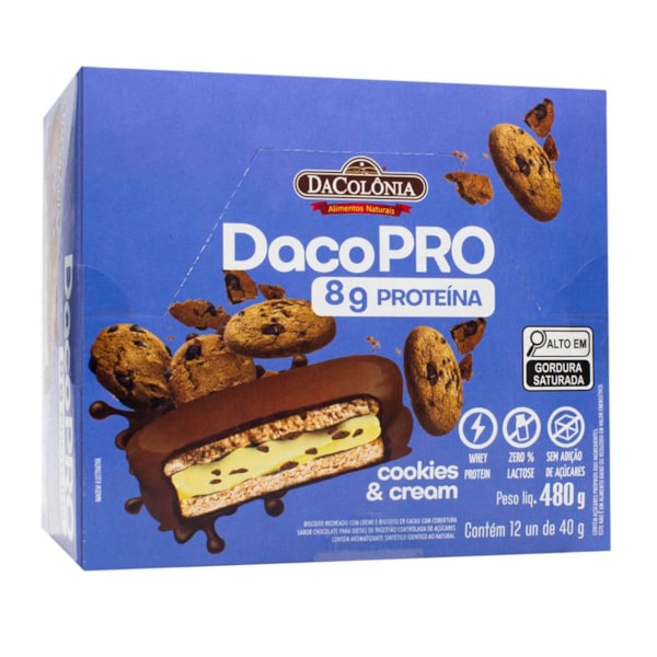 Biscoito Recheado Com Creme Cookies & Cream Display 12X40g DaColônia