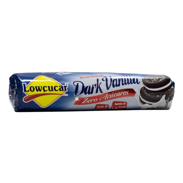 Biscoito Recheado Sabor Dark Vanilla S/ Açucar S/ Lactose 120g Lowçucar