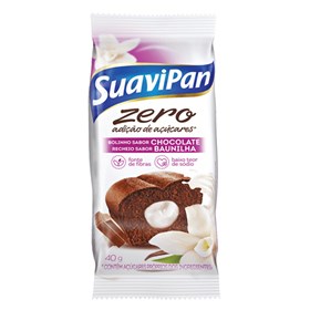 Bolinho De Chocolate Recheado C/ Baunilha Zero Açúcar Display 12x40g Suavipan