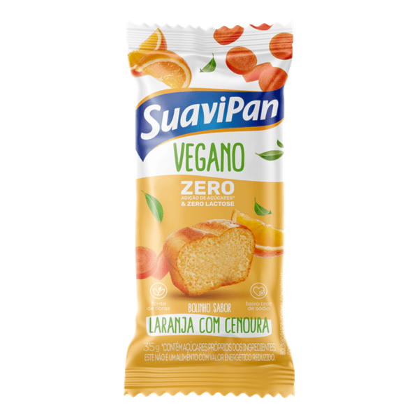 Bolinho De Laranja Com Cenoura Zero Açúcar Vegano Display 12x35g Suavipan