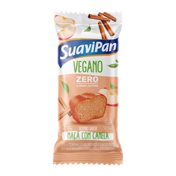 Bolinho De Maçã Com Canela Zero Açúcar Vegano Display 12x35g Suavipan