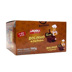 Bolinho Do Chef Paulinho Sabor Chocolate S/ Glúten Display 16X35g Aminna