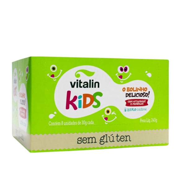 Bolinho Kids Sabor Baunilha Display 8X30g Vitalin