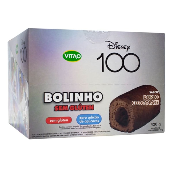 Bolinho Sabor Duplo Chocolate Disney S/ Glúten Display 12X35g Vitao