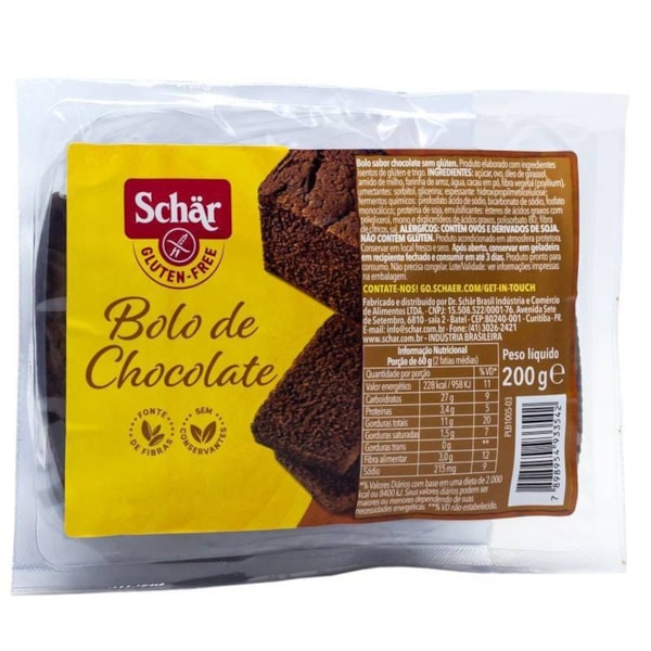 Bolo de chocolate s/ glúten e lactose 200g Schär