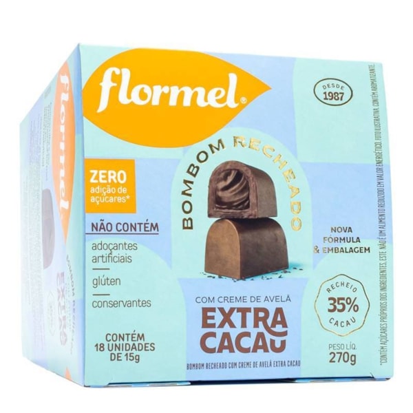 Bombom Com Creme Extra Cacau Display 18x15g - Flormel