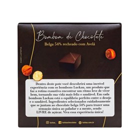 Bombom De Chocolate Belga Meio Amargo 54% De Avelã Zero Açúcar Display 20x20g Luckau