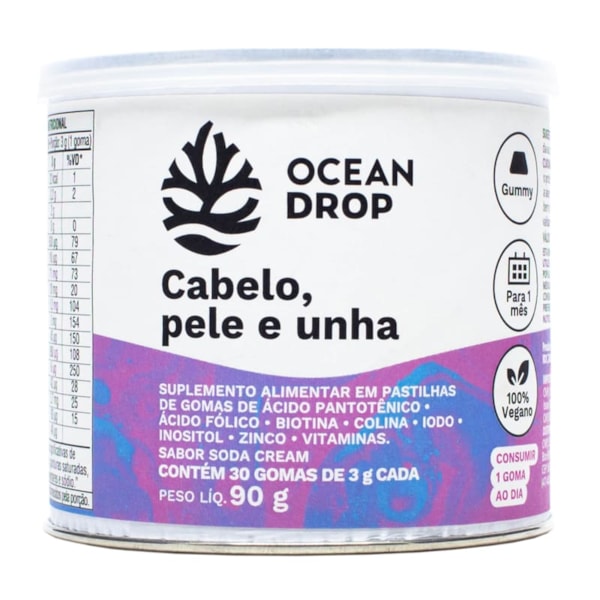 Cabelo, Pele E Unha 30 gomas 90g Ocean Drop