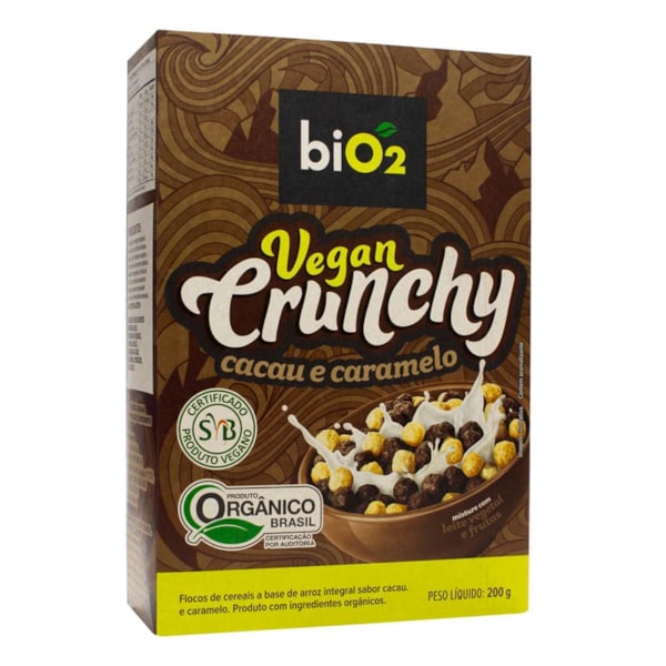 Cereal Matinal Orgânico Vegan Crunchy Sabor Cacau E Caramelo 200g Bio2