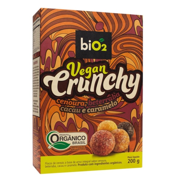 Cereal Matinal Orgânico Vegan Crunchy Sabor Cenoura, Beterraba, Cacau E Caramelo 200g Bio2