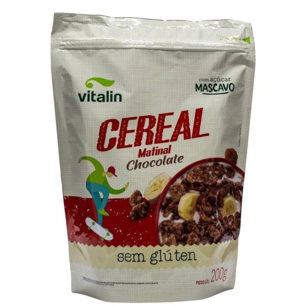 Cereal Matinal Sabor Chocolate s/ Glúten c/ Açúcar Mascavo 200g Vitalin