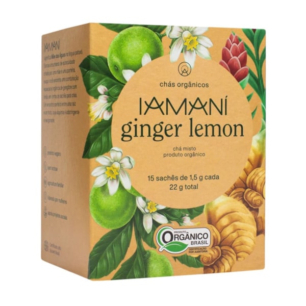 Chá De Ginger Lemon Orgânico C/ 15 Sachês De 1,5g Iamaní