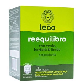 Chá Funcional Reequilibra de Chá Verde, Hortelã e Limão c/ 10 sachês Leão