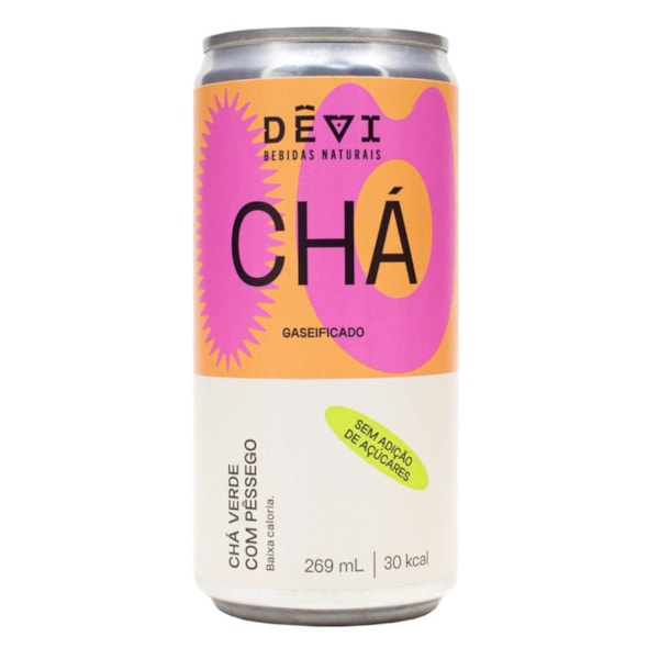 Chá Gaseificado Verde Sabor Pêssego Zero Açúcar Lata 269ml Dêvi