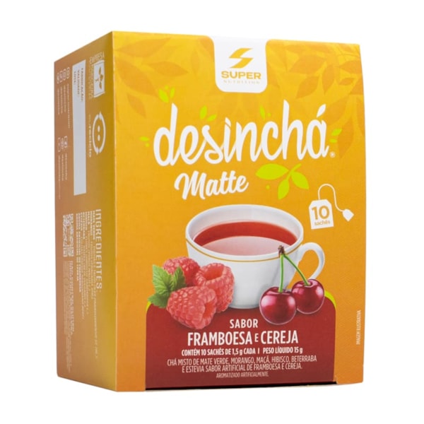 Chá Matte Sabor Framboesa E Cereja C/ 10 Sachês Desinchá