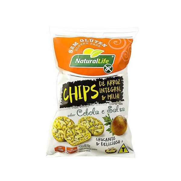 Chips Integral de Arroz e Milho sabor Cebola e Salsa 70g - Natural Life