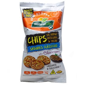 Chips Integral de Arroz e Milho sabor Churrasco 70g Natural Life