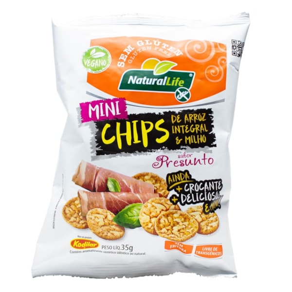 Chips Integral De Arroz E Milho Sabor Presunto 35g Natural Life