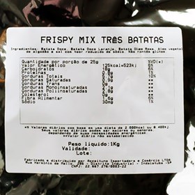 Chips Mix de 3 Batatas Doce (Amarela, Laranja e Roxa) GRANEL 2kg Frispy