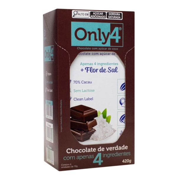 Chocolate 70% Cacau sabor Flor de Sal Display 6x80g Only4