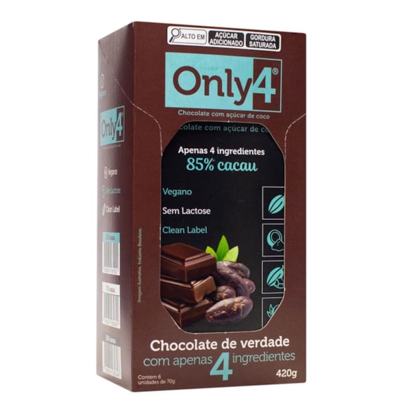 Chocolate 85% Cacau Sabor Puro Display 6X80g Only4