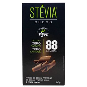 Chocolate 88% Cacau Display 6x80g Stévia Choco